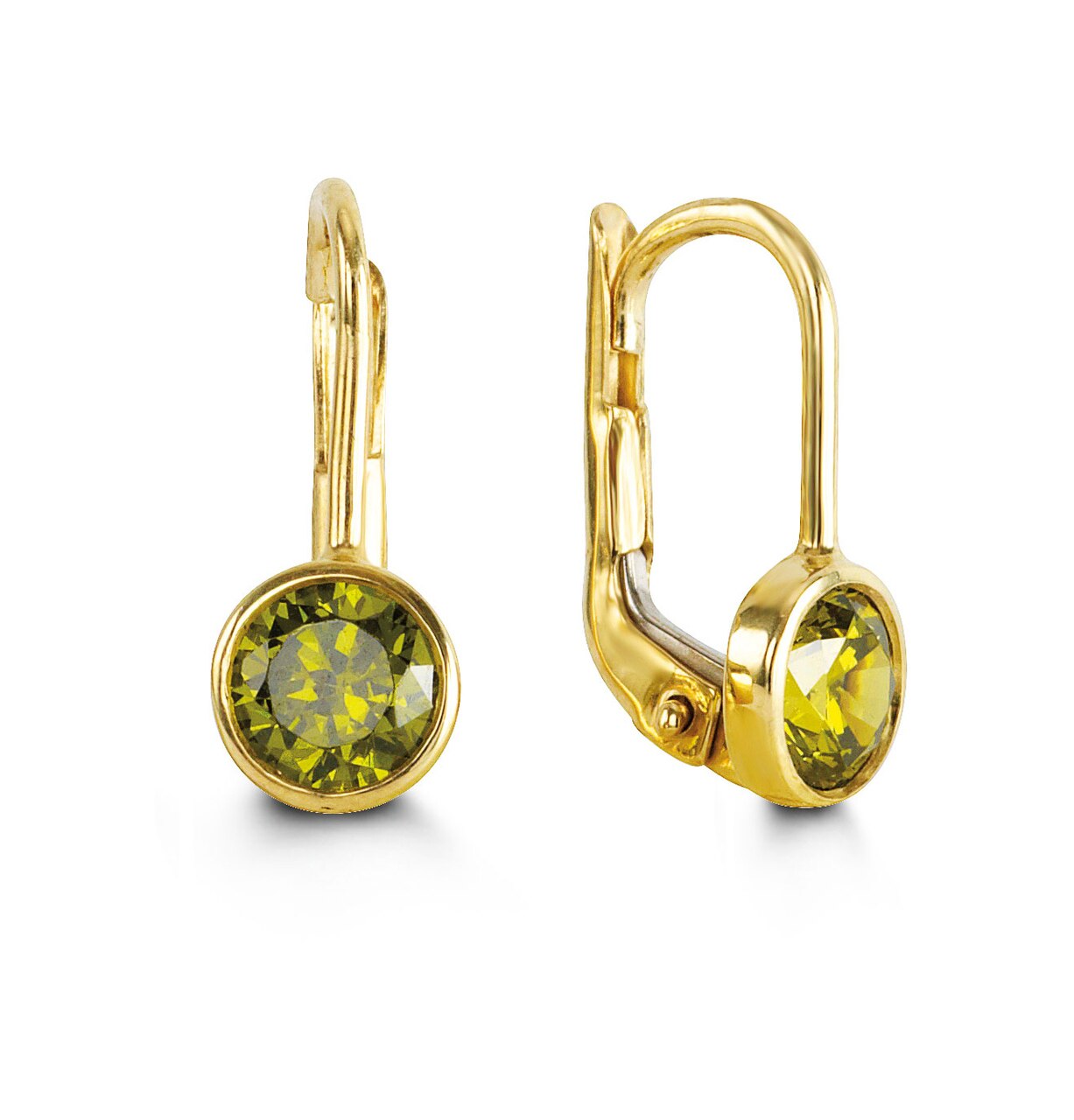 10 Karat Yellow Gold August Birthstone French Back Earrings