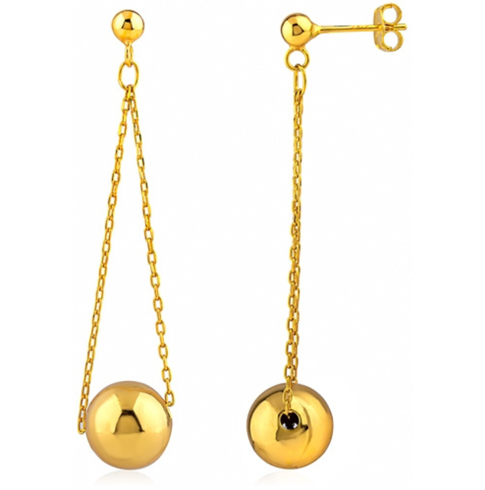 Gold Plated Sterling Silver Drop Studs