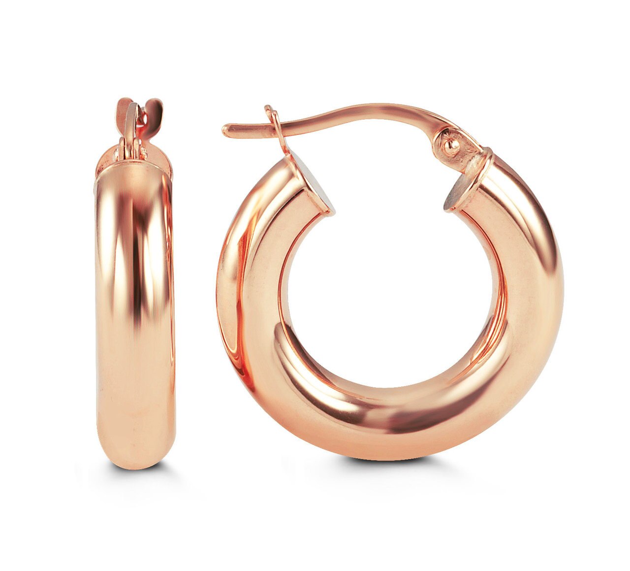 10 Karat Small Rose Gold Tube Hoops