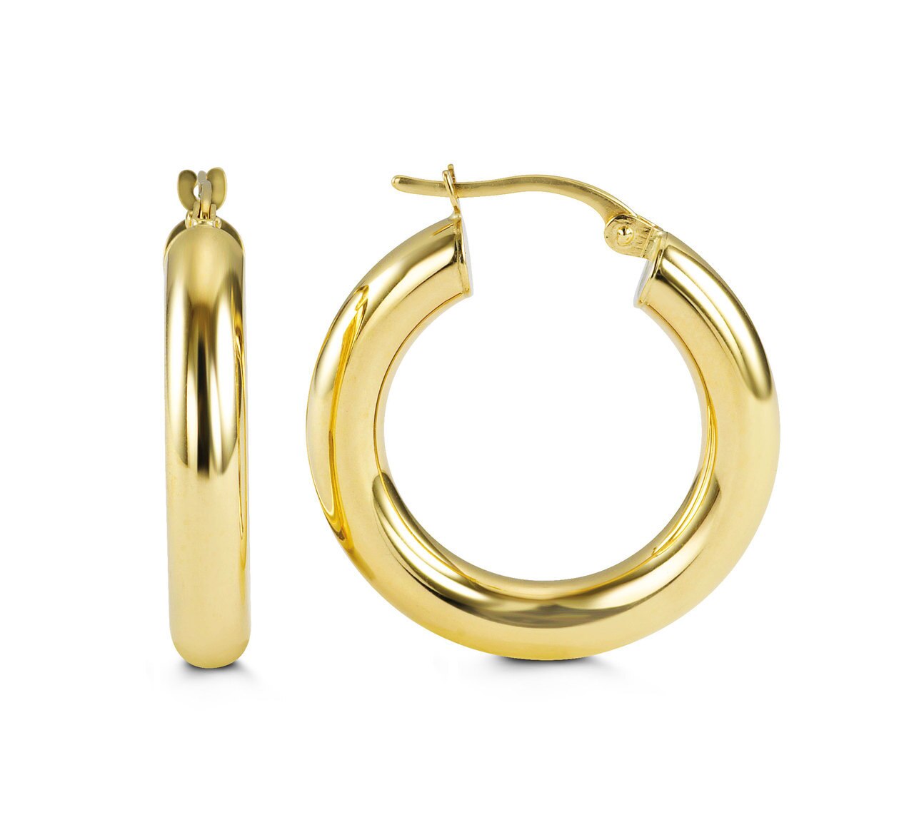 10 Karat Yellow Gold Medium Tube Hoops