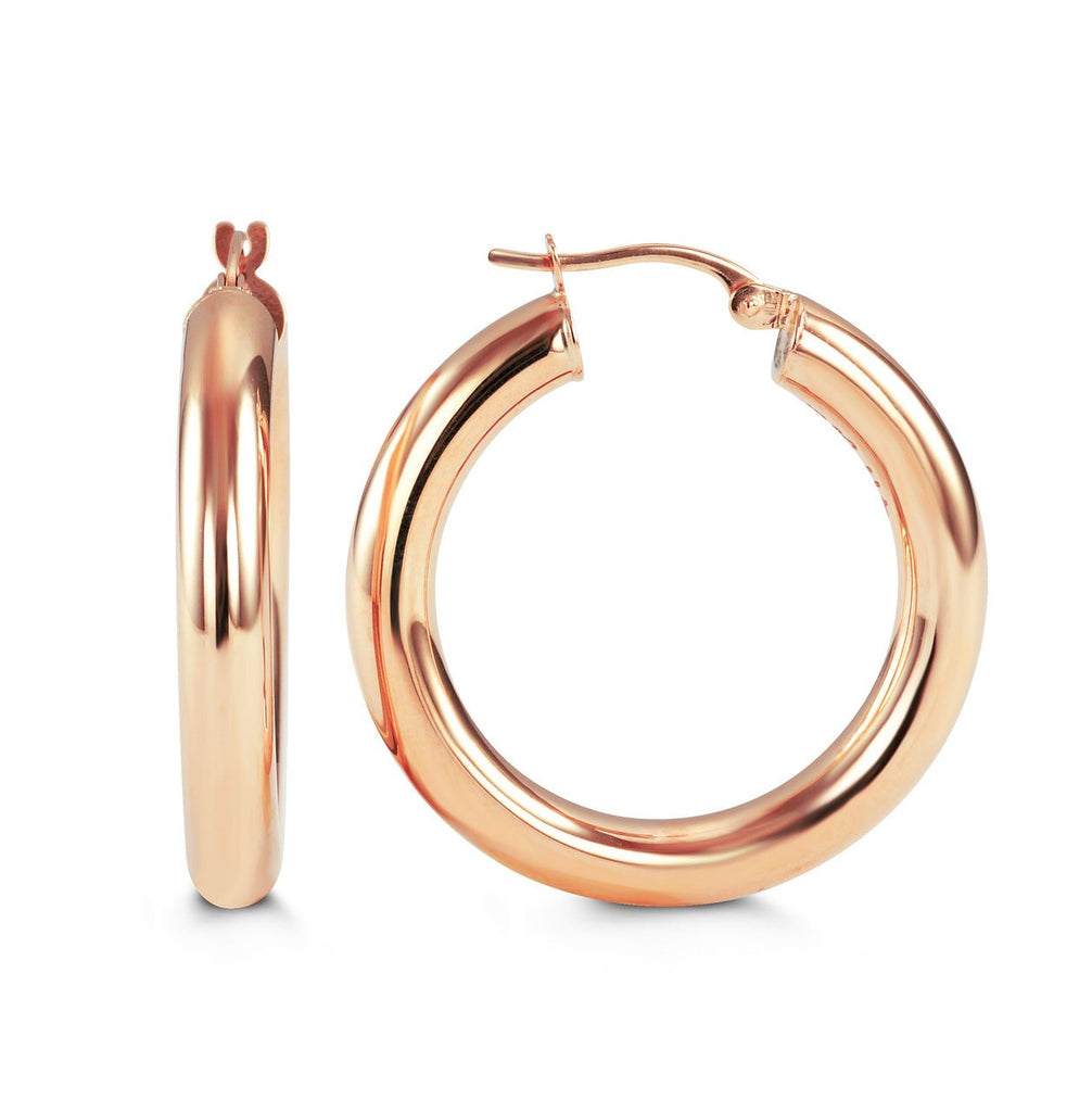 10 Karat Rose Gold Large Tube Hoops