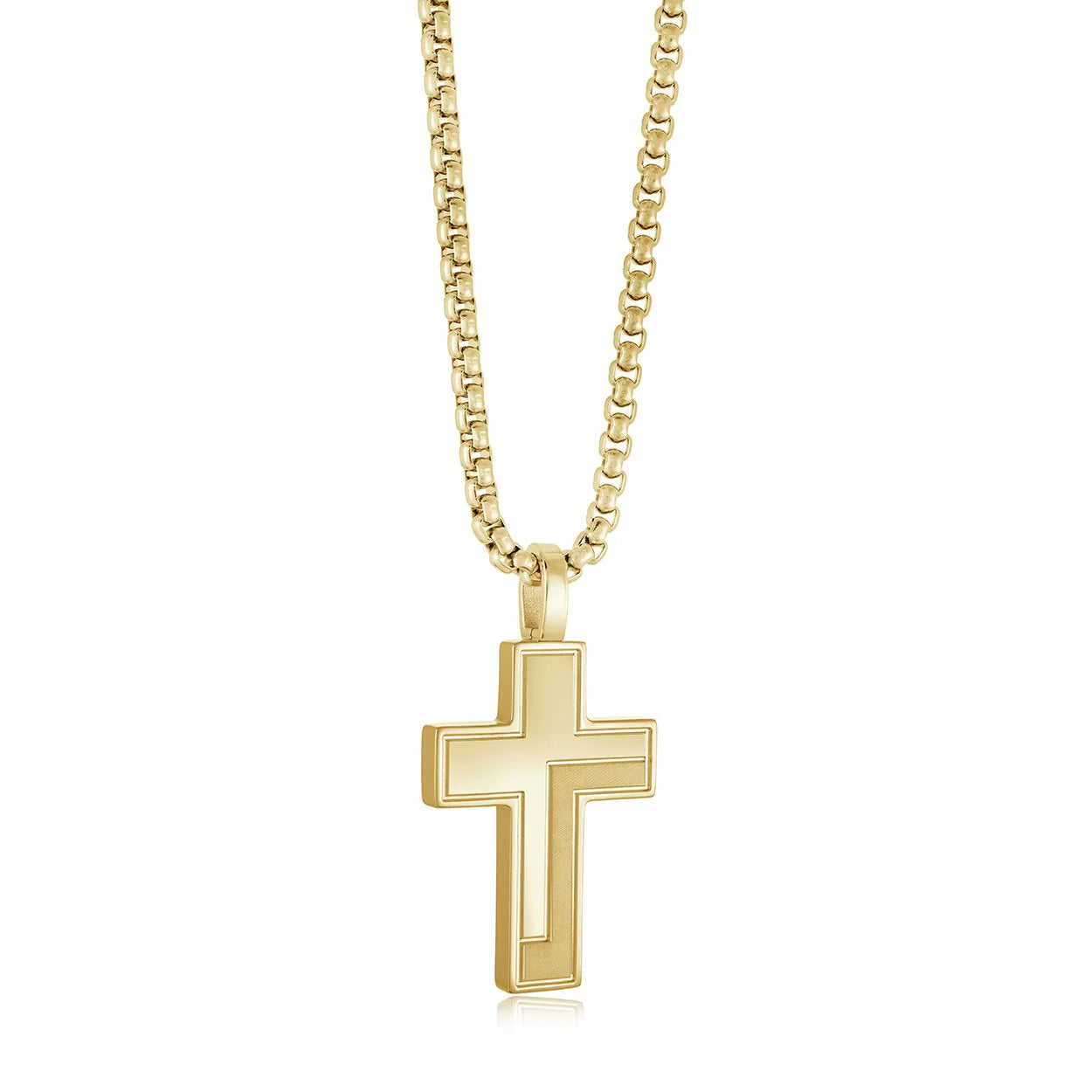 Stainless Steel Matte Centre Cross Pendant & Chain -  SC217