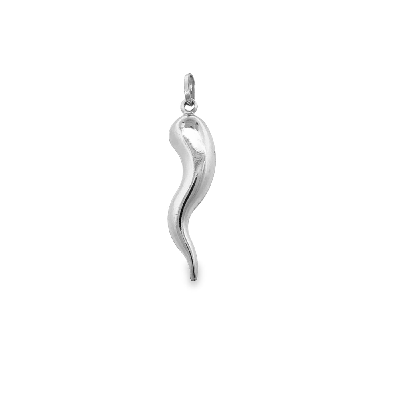 18 Karat White Gold Corno Large Italian Horn Pendant