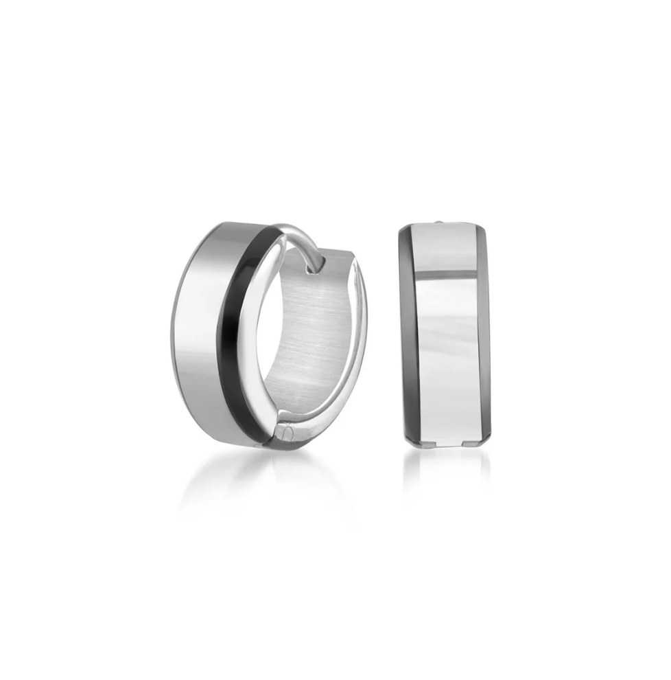 Stainless Steel Brushed Hoop Earring - SEA80