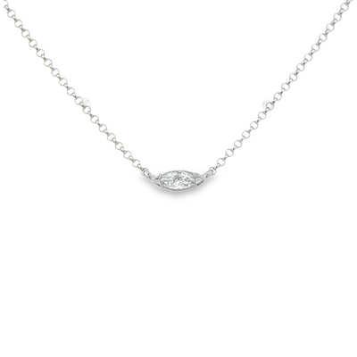 14 Karat Gold Marquise Cut Lab Diamond Necklace