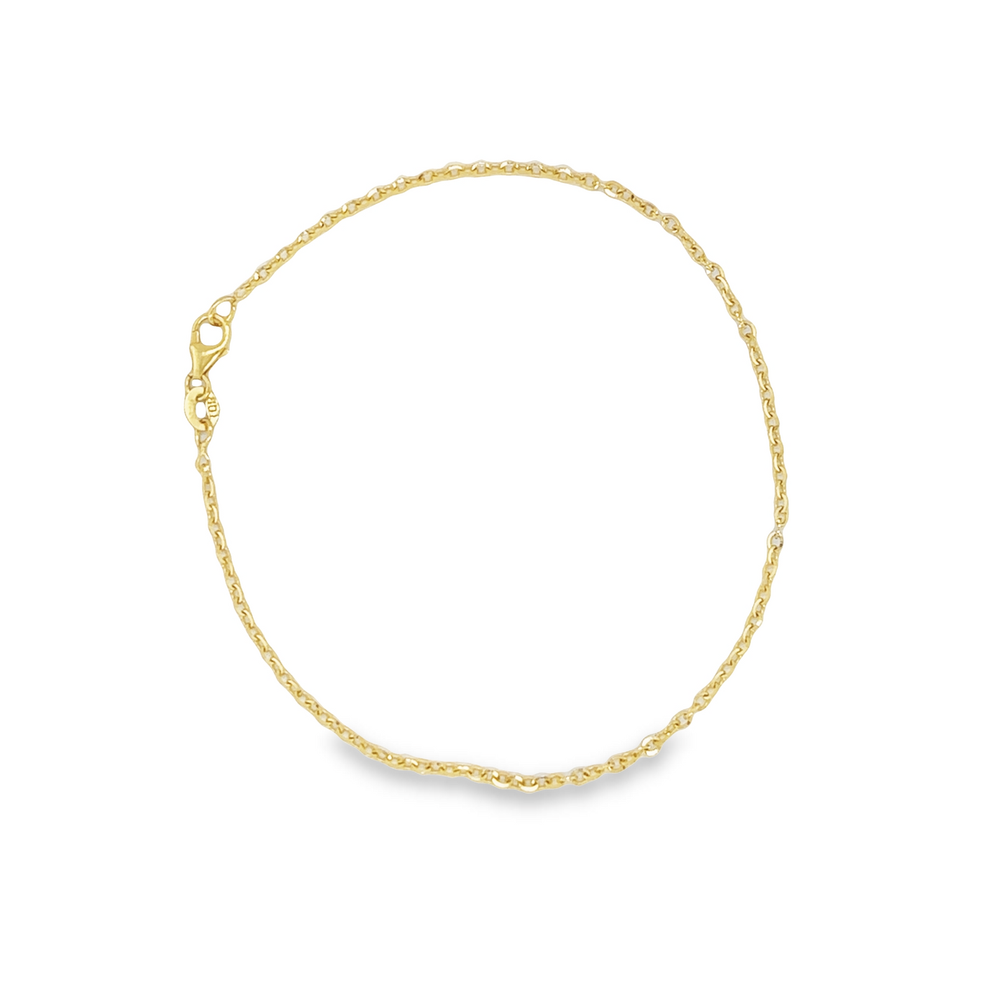 10 Karat Yellow Gold Sparkle Rolo Thin Link Bracelet