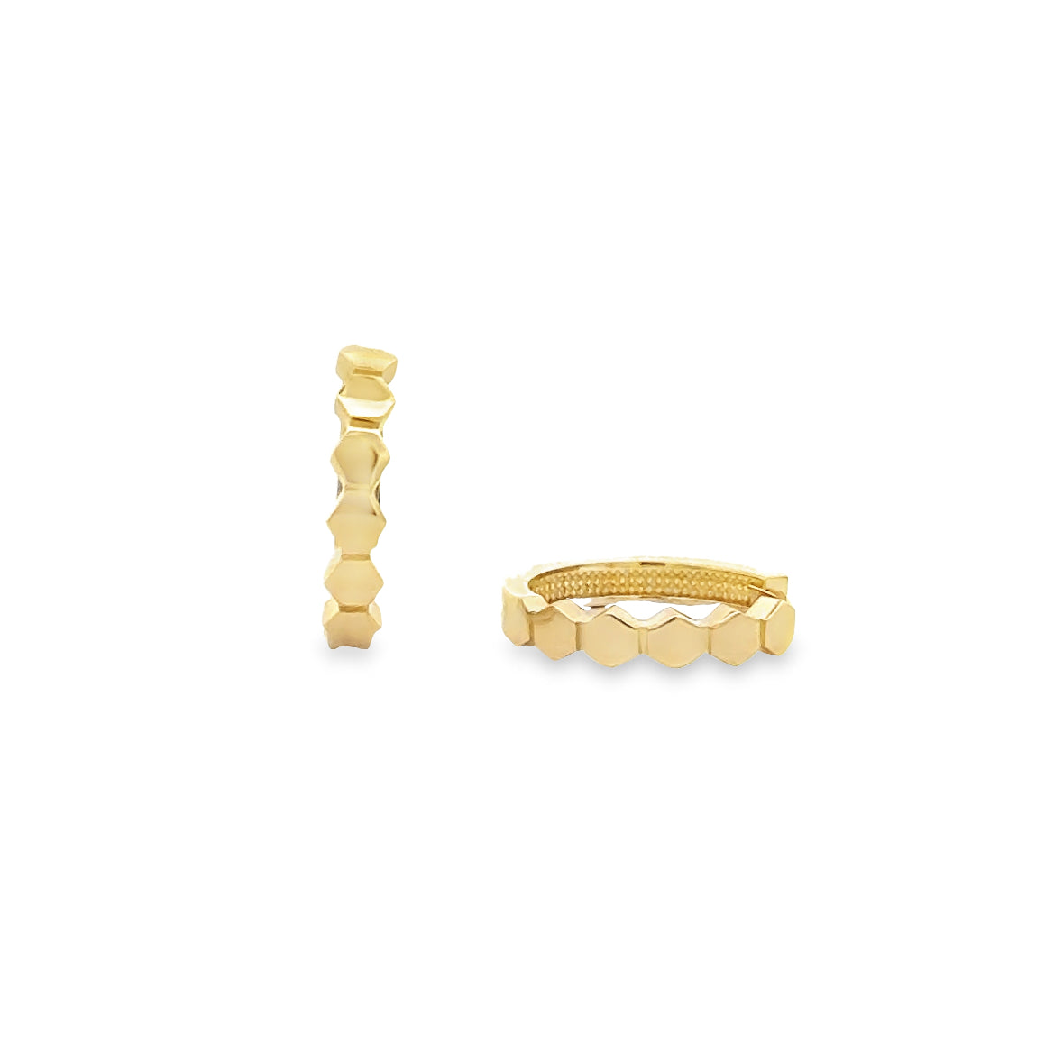 10 Karat Yellow Gold Hexagon Hoop Earrings