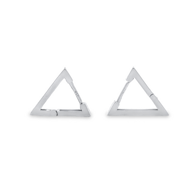 10 Karat White Gold Geometric Triangle Earrings