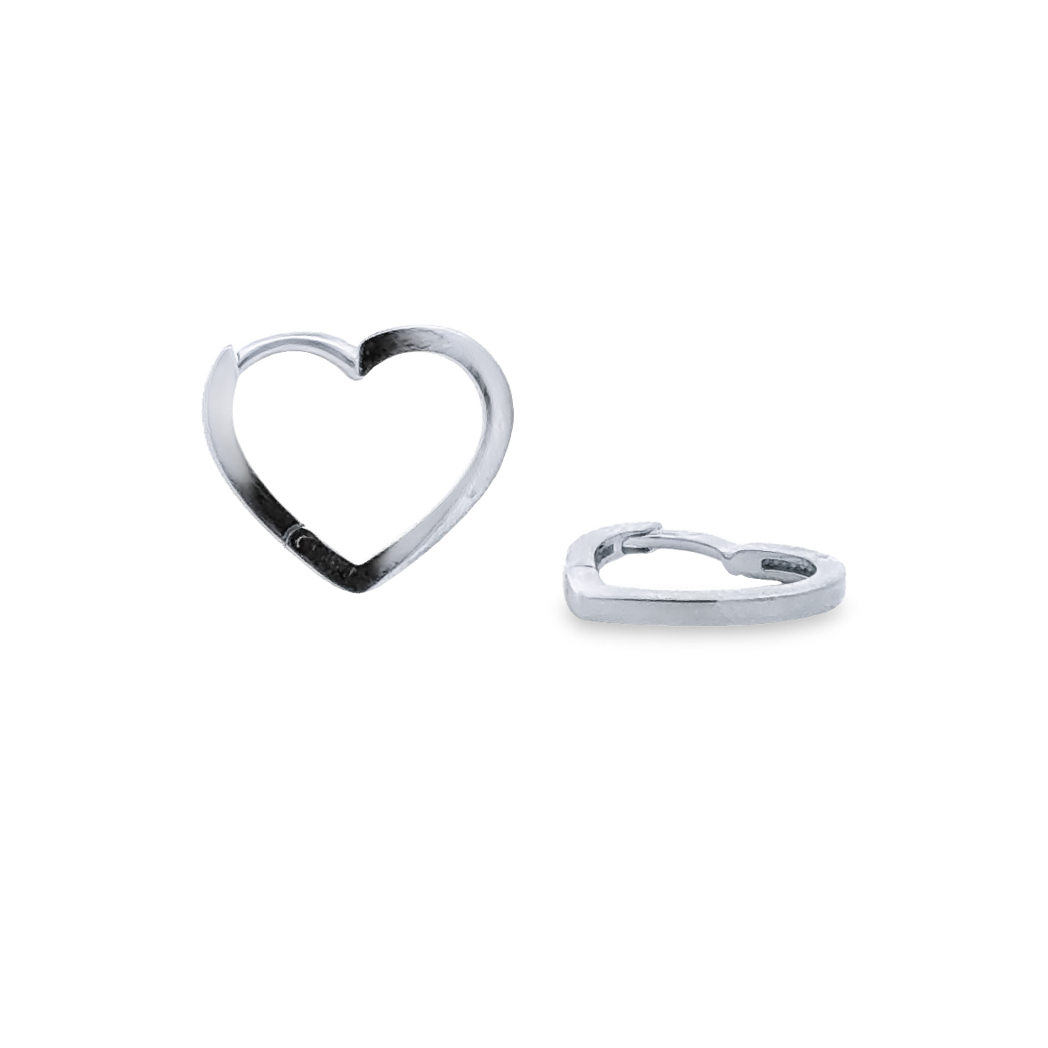 10 Karat White Gold Heart Hoop Earrings