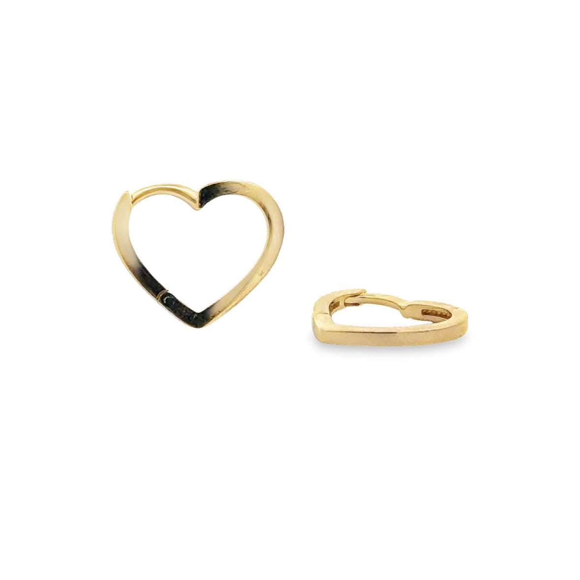 10 Karat Yellow Gold Heart Hoop Earrings