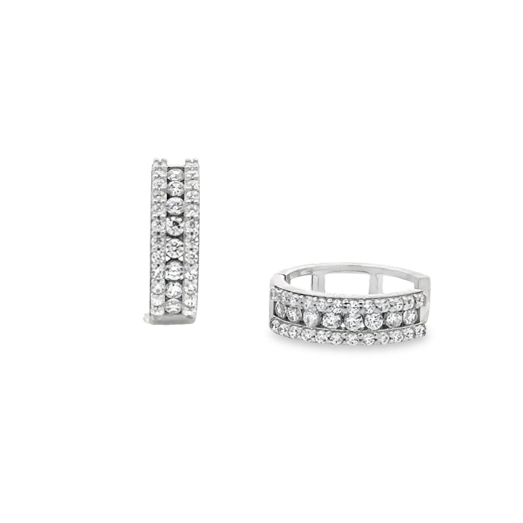 10 Karat White Gold Cubic Zirconia Hoop Earrings