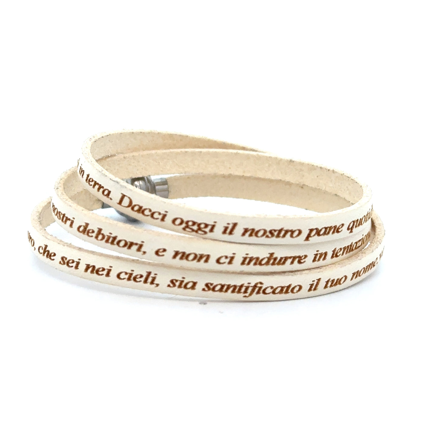 Amen Collection Our Father Cream Leather Bracelet Italian -Size Small FINAL SALE