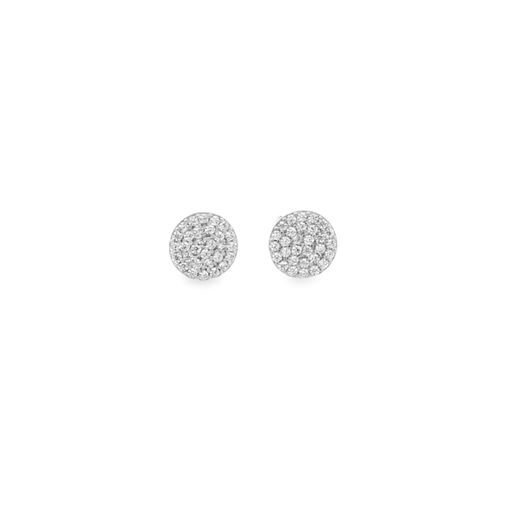 10 Karat Gold Cubic Zirconia Pave Stud Earrings