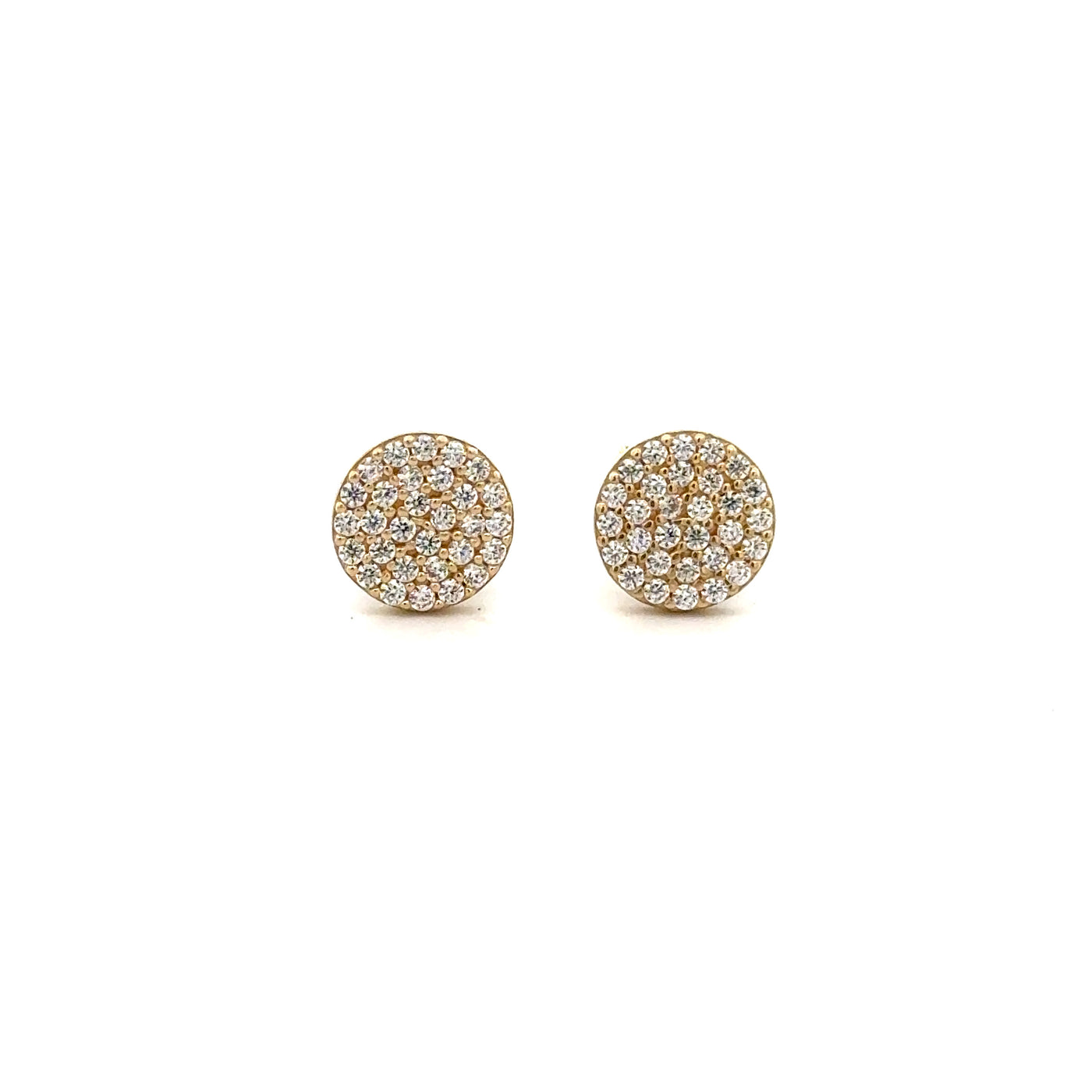 10 Karat Yellow Gold Cubic Zirconia Pave Stud Earrings