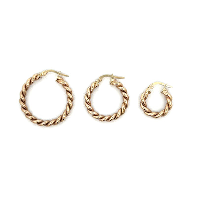 10 Karat Yellow Gold Twist Hoop Earrings