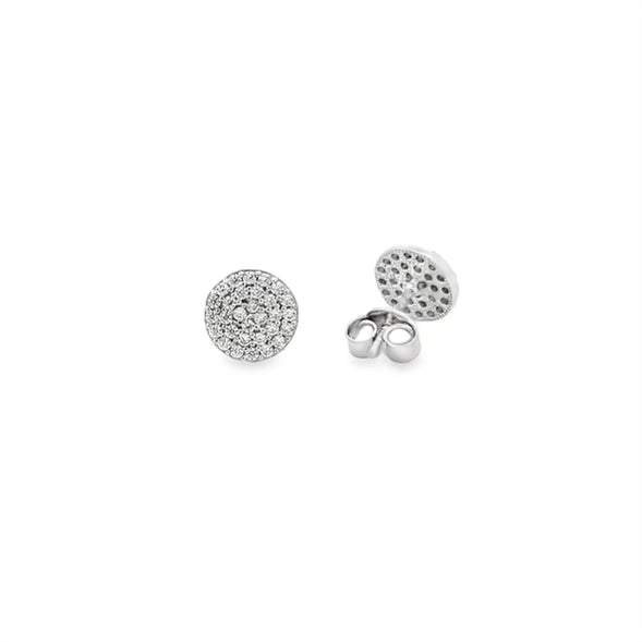 10 Karat White Gold Cubic Zirconia Pave Stud Earrings