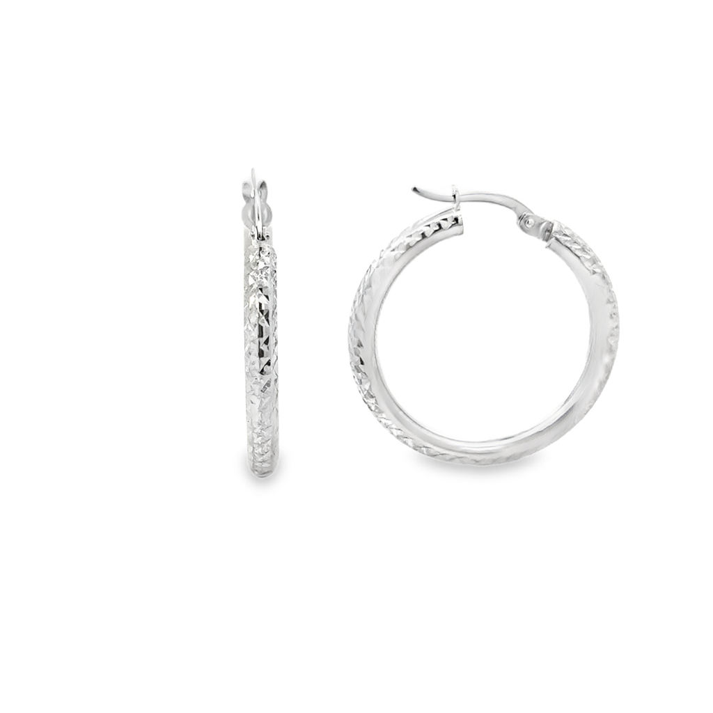 10 Karat Gold Diamond Cut Hoop Earrings