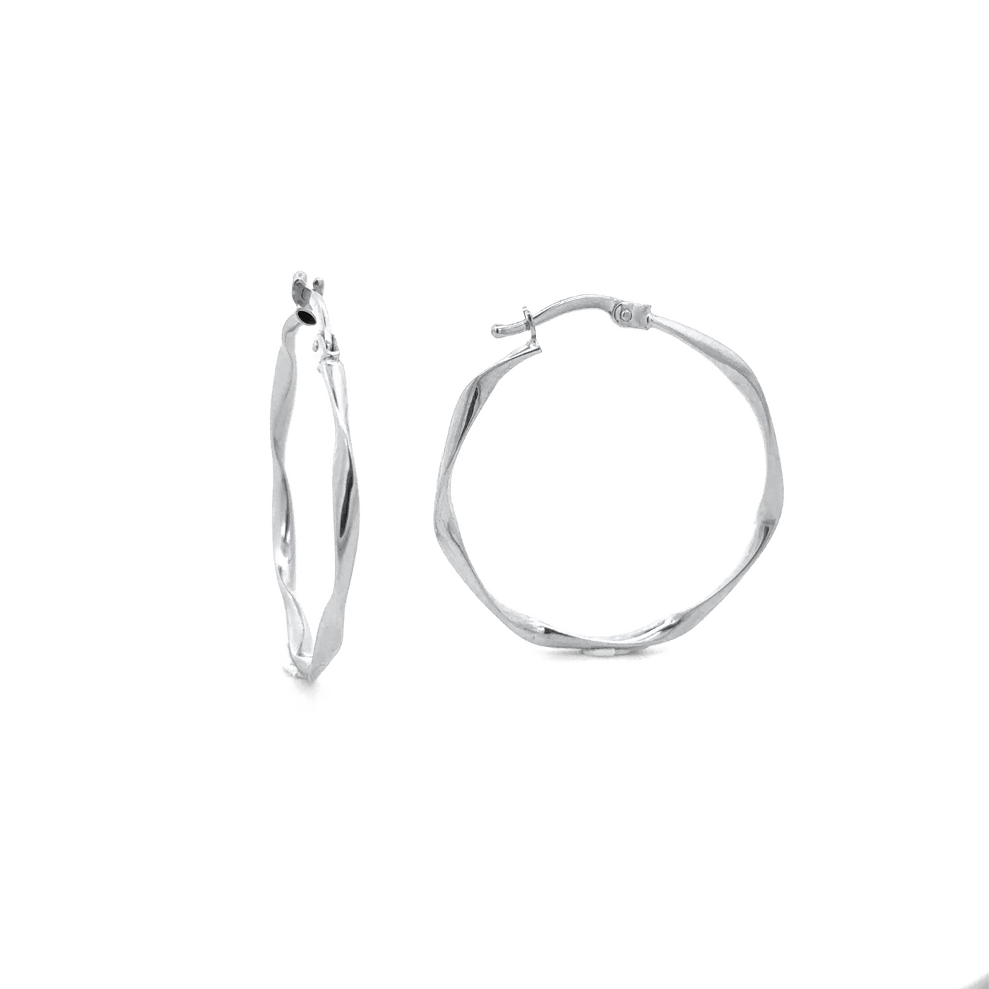 10 Karat White Gold Twist Hoop Earrings