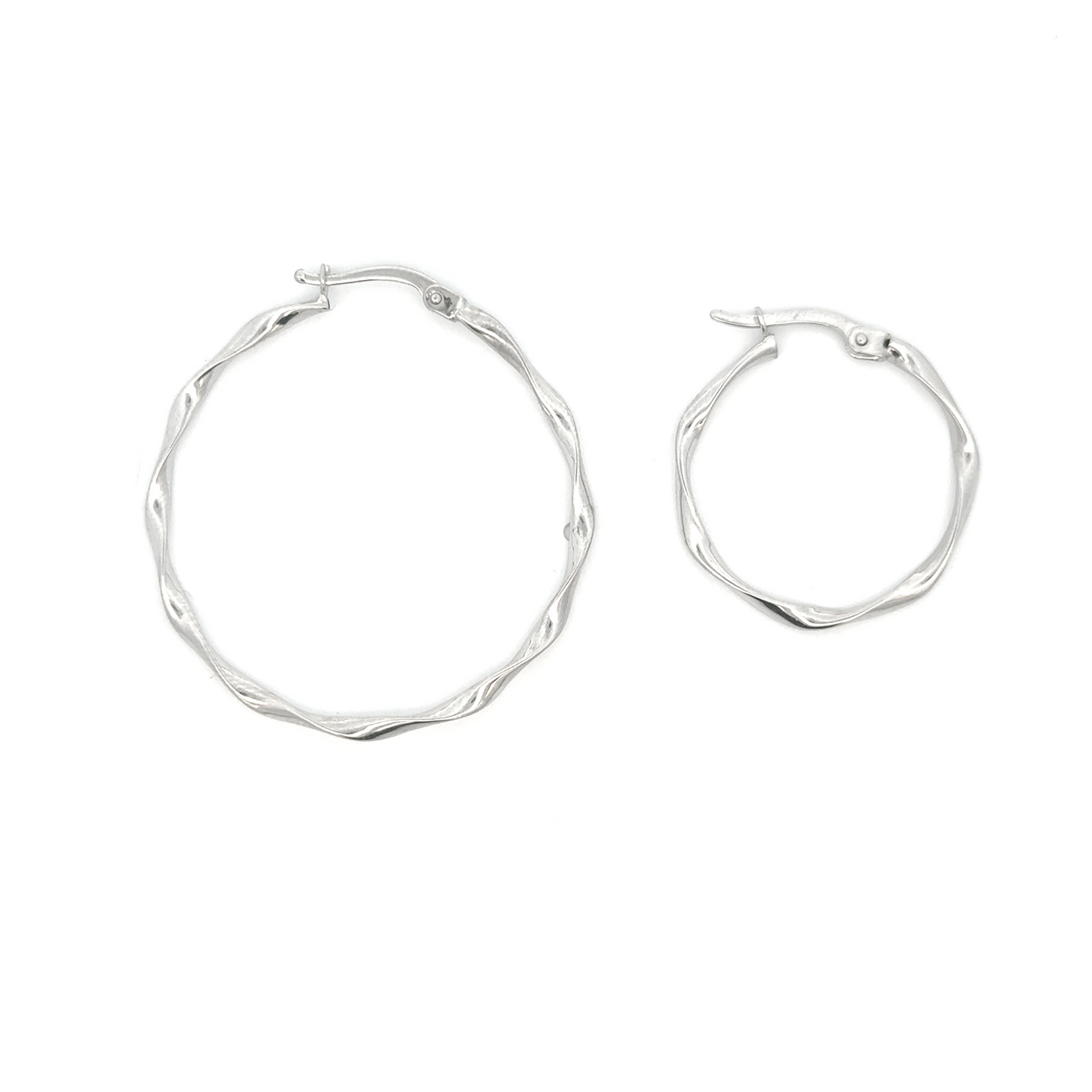 10 Karat White Gold Twist Hoop Earrings