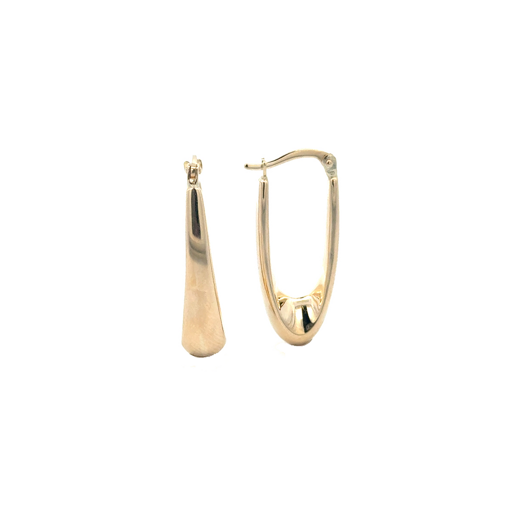 10 Karat Gold Puffed Oval Drop Hoop Earrings