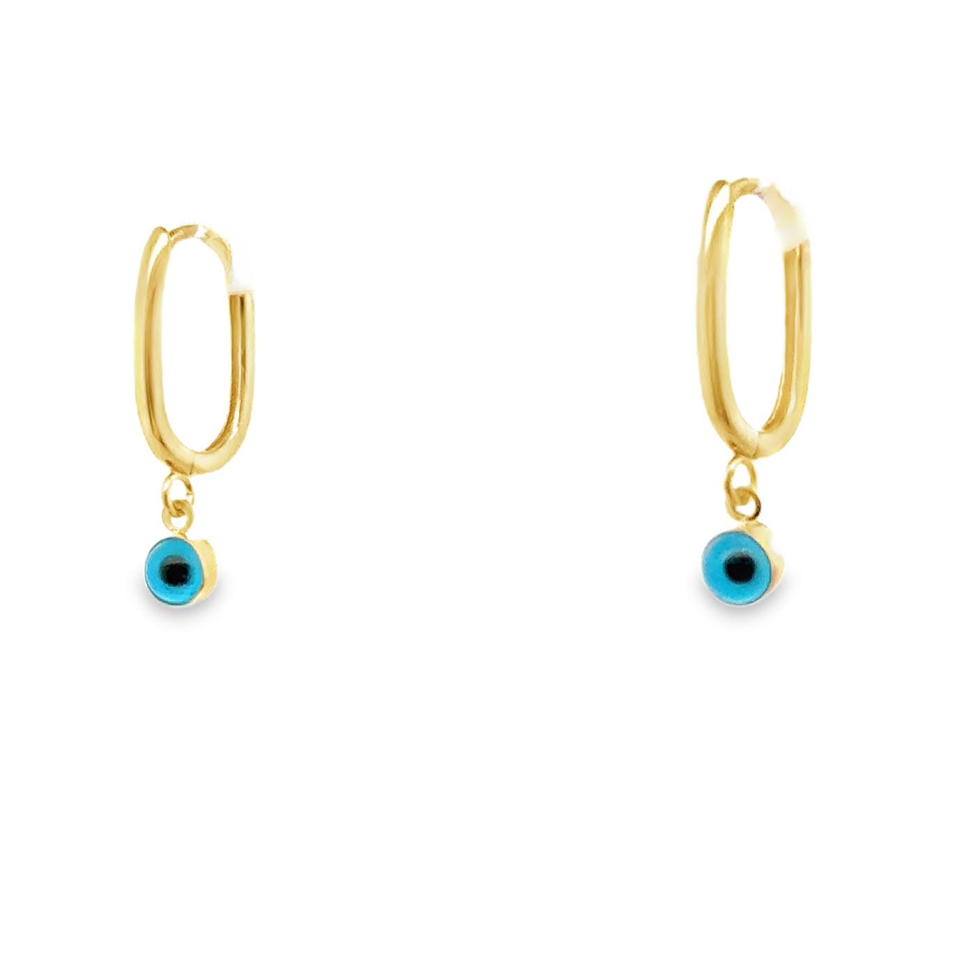 10 Karat Yellow Gold Evil Eye Hoop Earrings