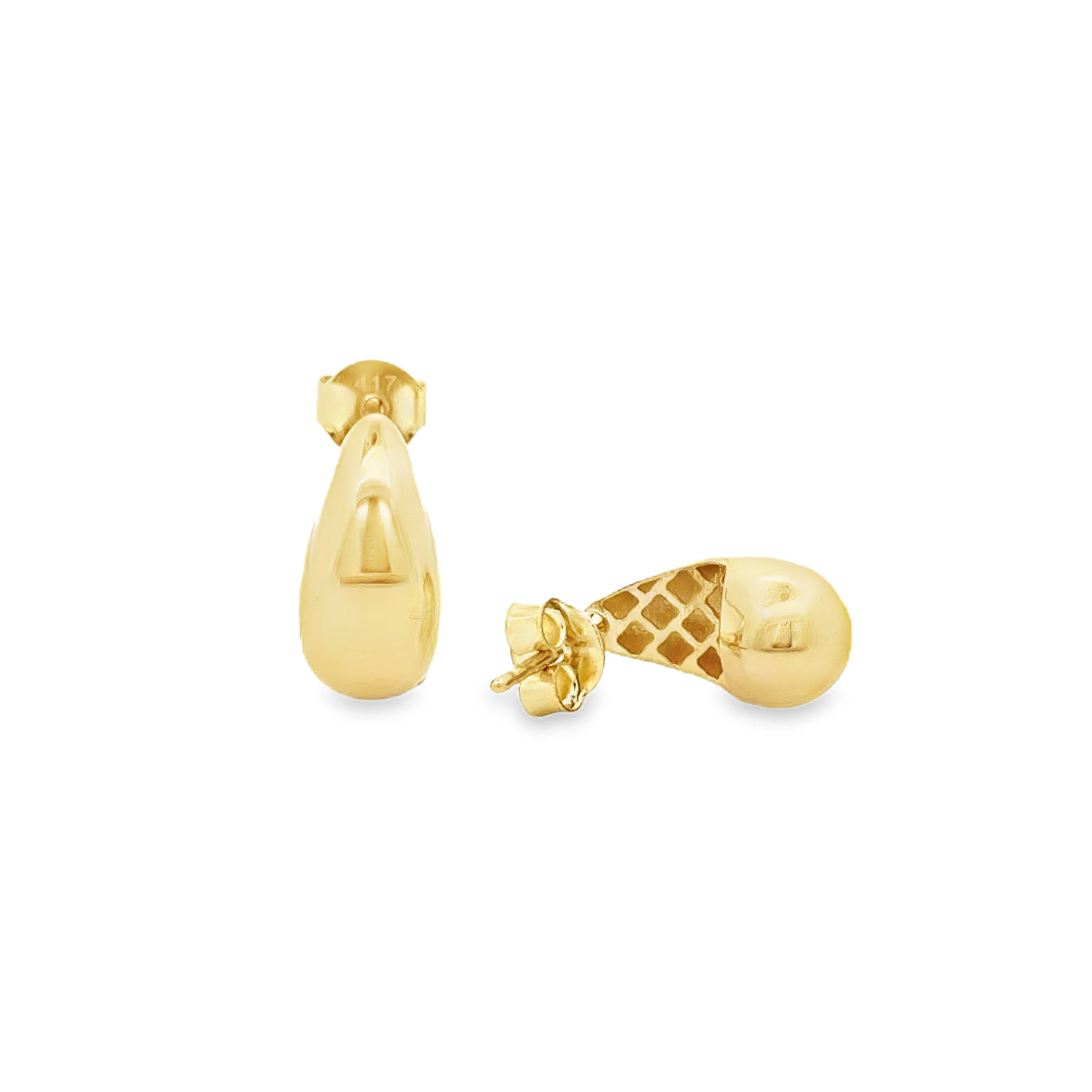 10 Karat Yellow Gold Teardrop Stud Earrings