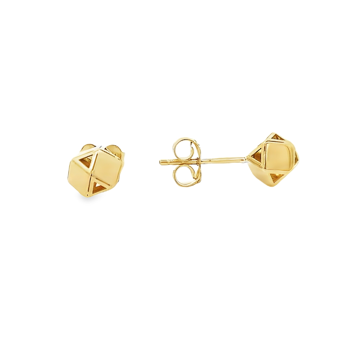 10 Karat Yellow Gold Geometric Stud Earrings