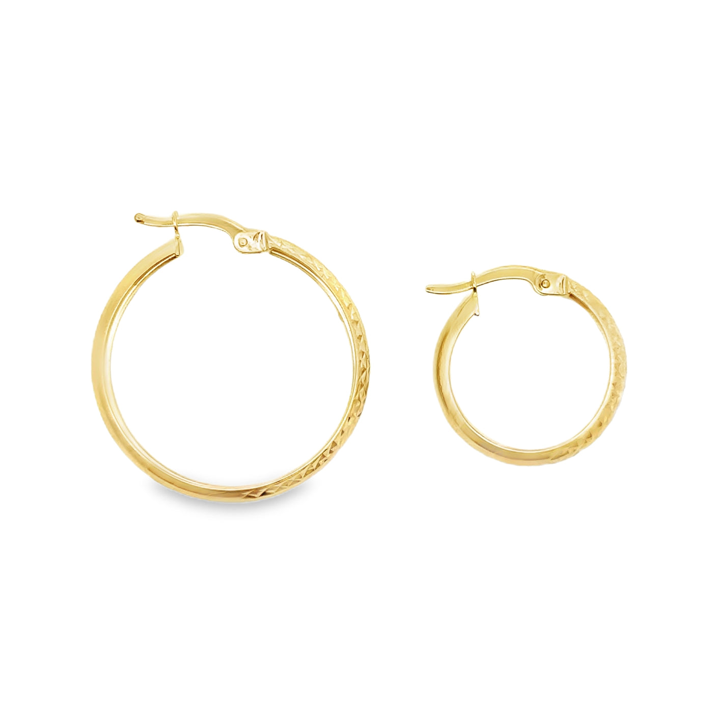 10 Karat Yellow Gold Sparkle Cut Hoop Earrings