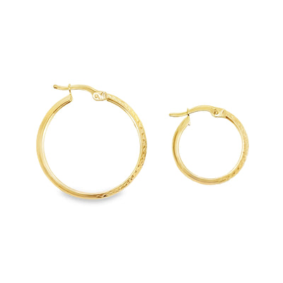 10 Karat Yellow Gold Sparkle Cut Hoop Earrings