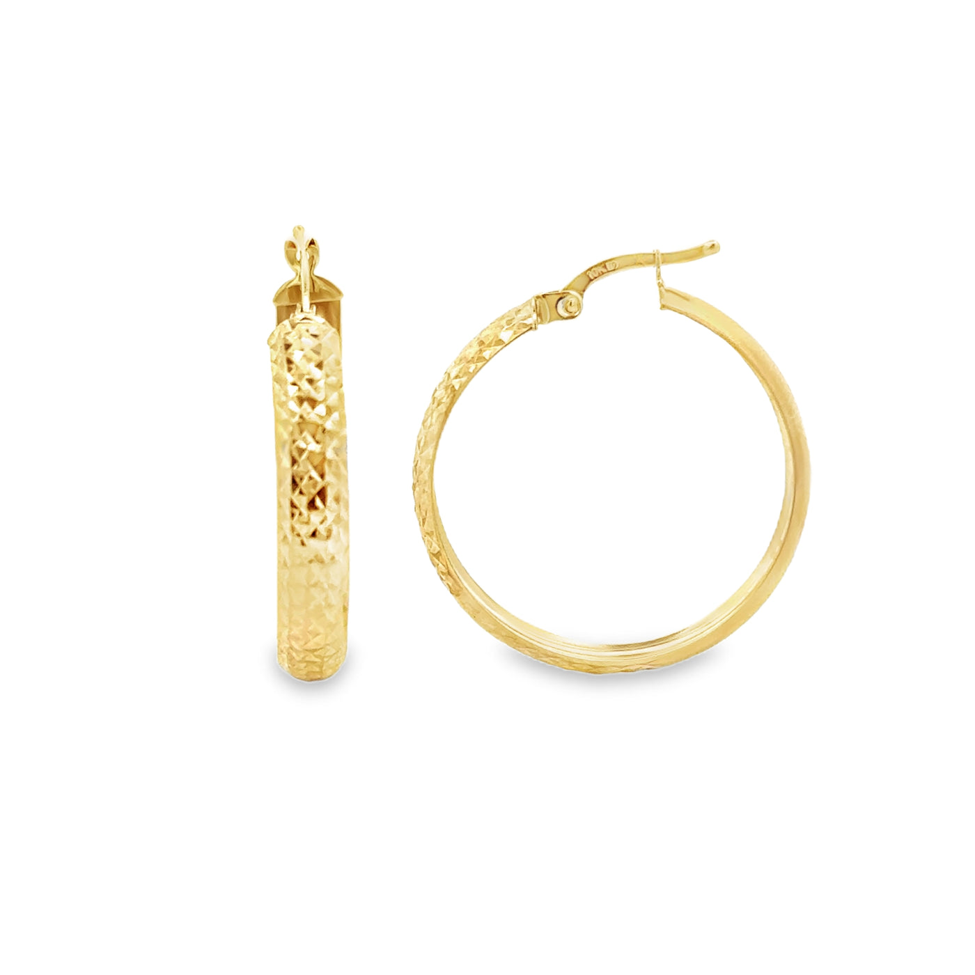 10 Karat Yellow Gold Sparkle Cut Hoop Earrings