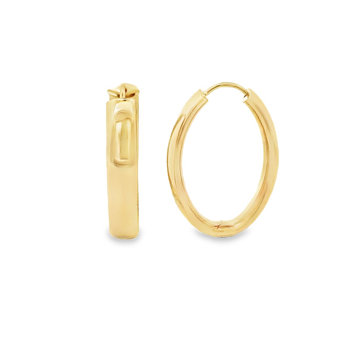 10 Karat Yellow Gold Oval Hoop Earrings