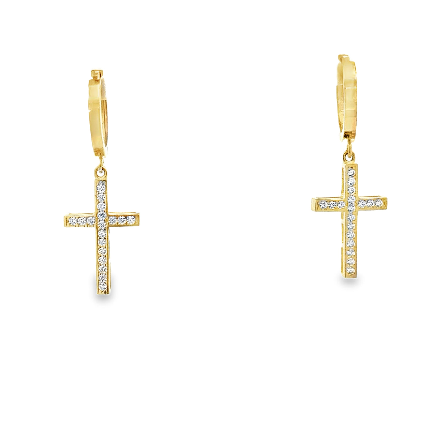 10 Karat Yellow Gold Dangle Cross Earring