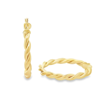 10 Karat Yellow Gold Twist Hoop Earrings