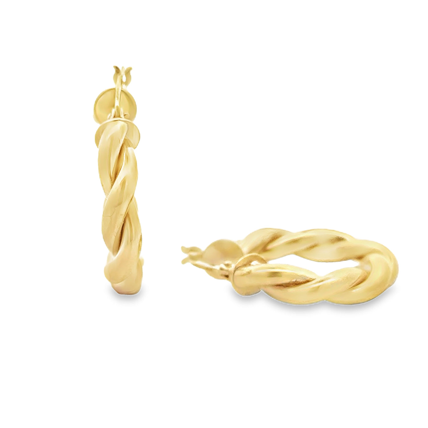 10 Karat Yellow Gold Twist Hoop Earrings