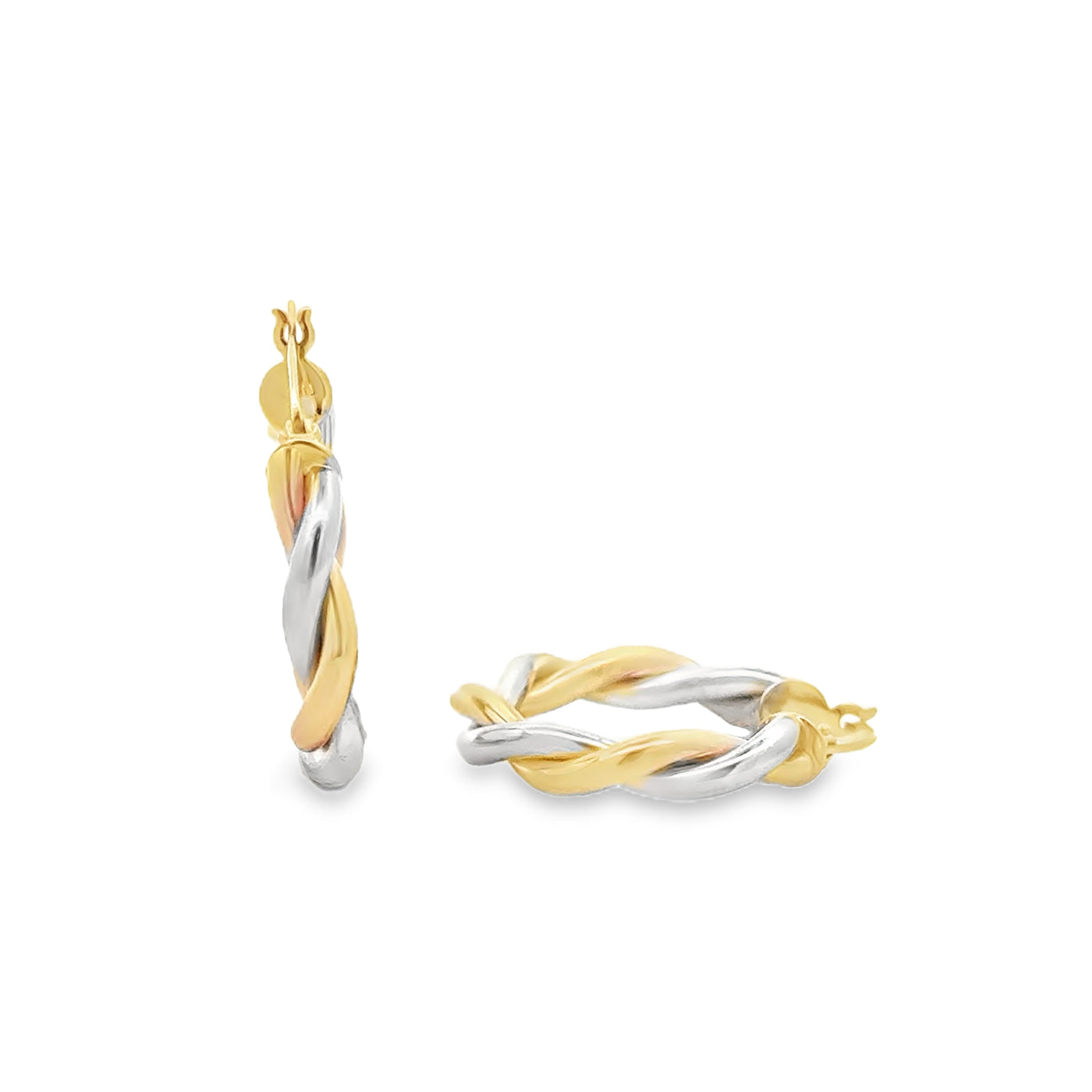 10 Karat Two-Tone Twist Hoop Earrings