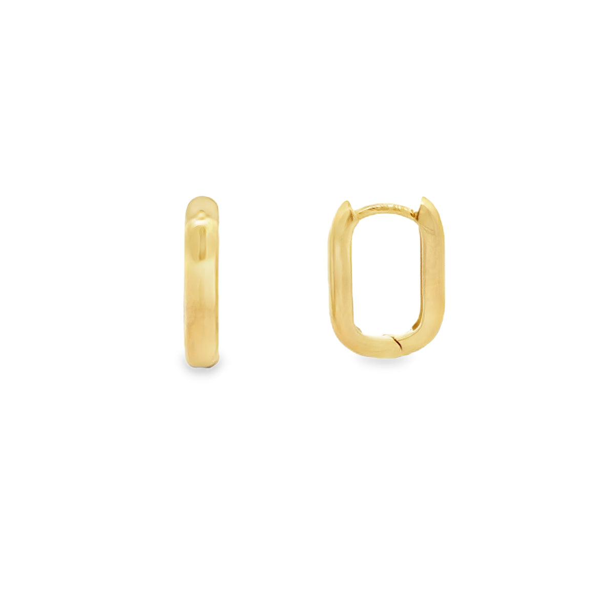 10 Karat Yellow Gold Small Rectangular Hoops