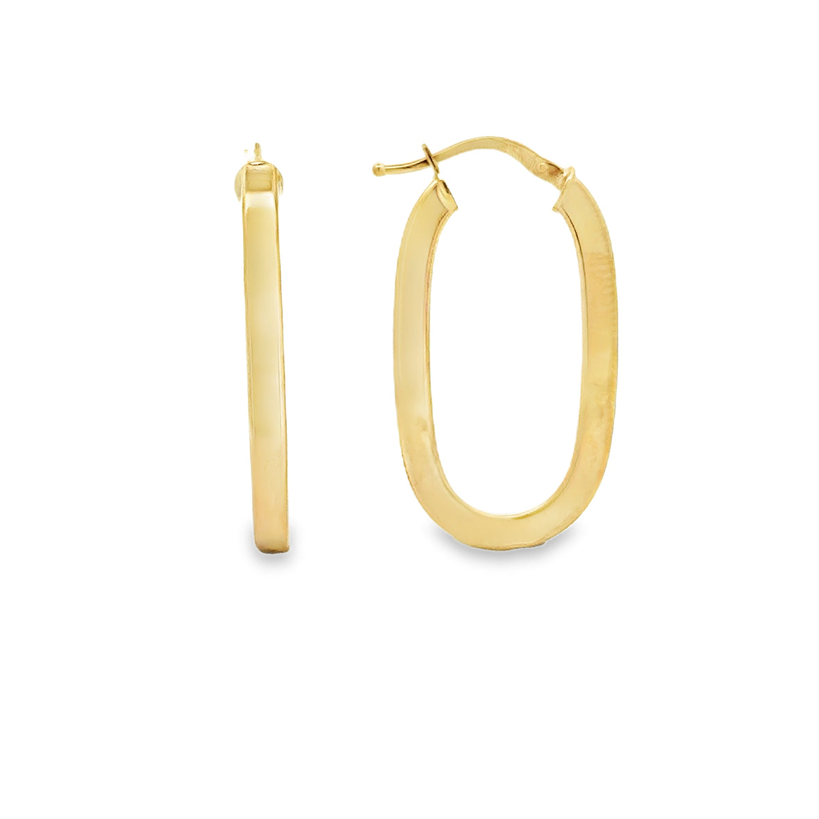 10 Karat Yellow Gold Oval Hoop Earrings