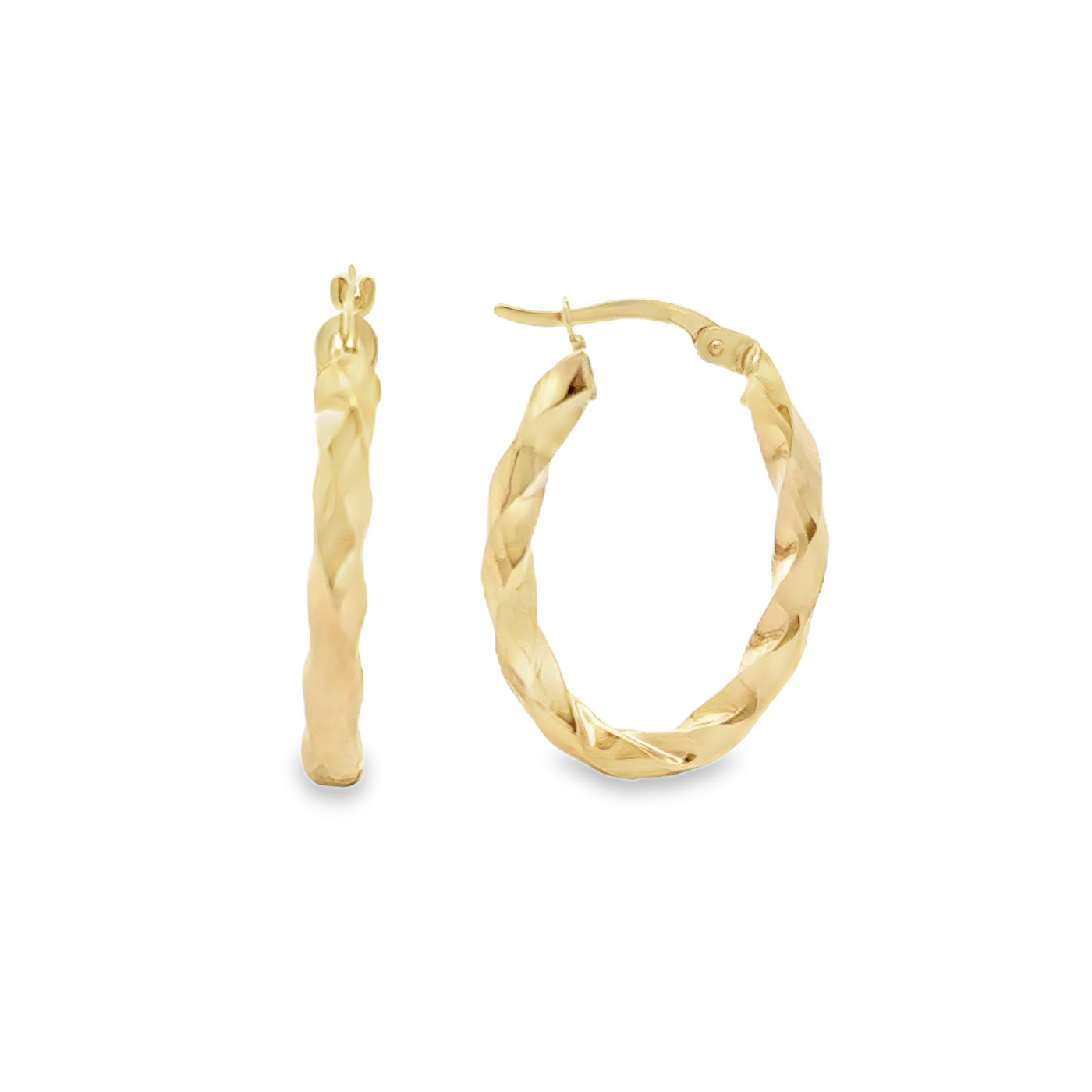 10 Karat Yellow Gold Oval Hoop Earrings