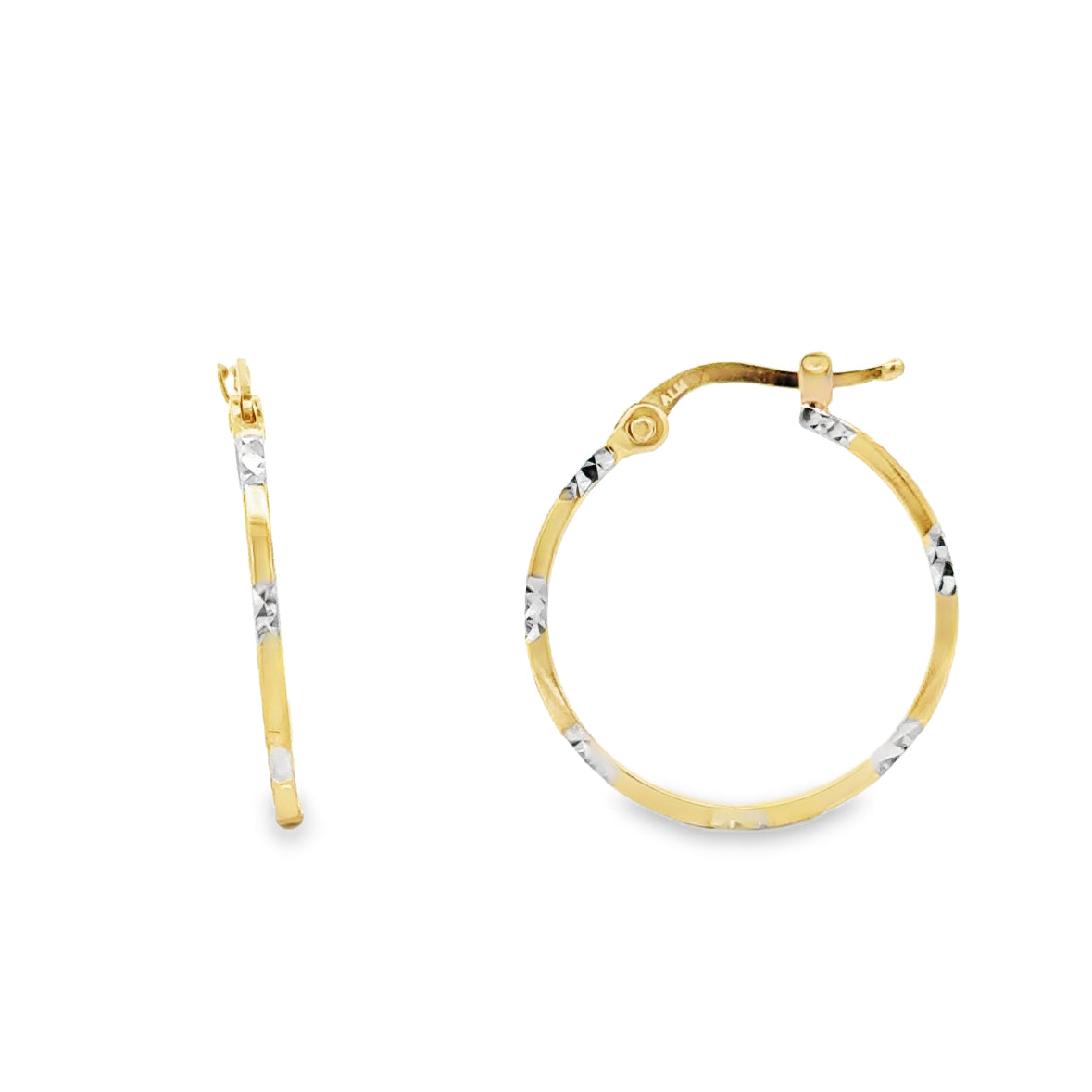 10 Karat Two-Tone Gold Hoop Earrings