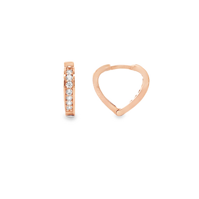 10 Karat Gold Cubic Zirconia Heart Hoop Earrings