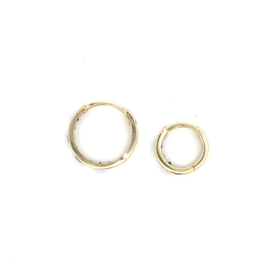 10 Karat Yellow Gold Red Cubic Hoop Earrings