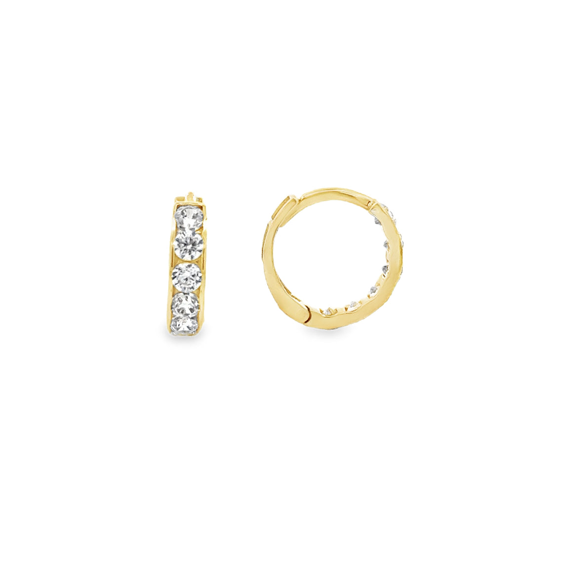 10 Karat Yellow Gold Small Cubic Hoop Earrings