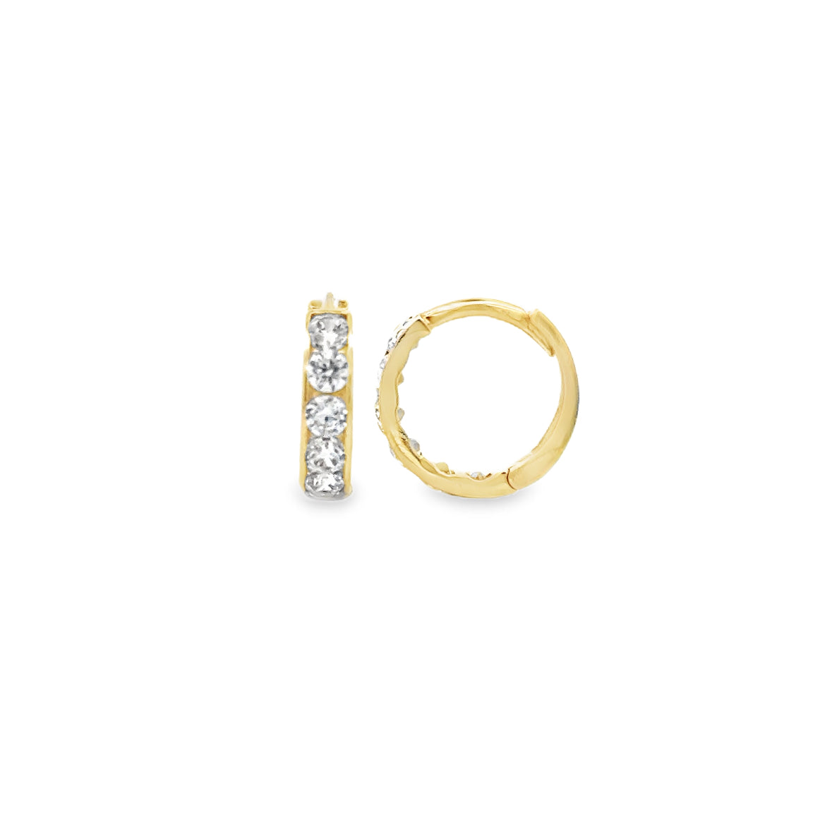 10 Karat Yellow Gold Small Cubic Hoop Earrings