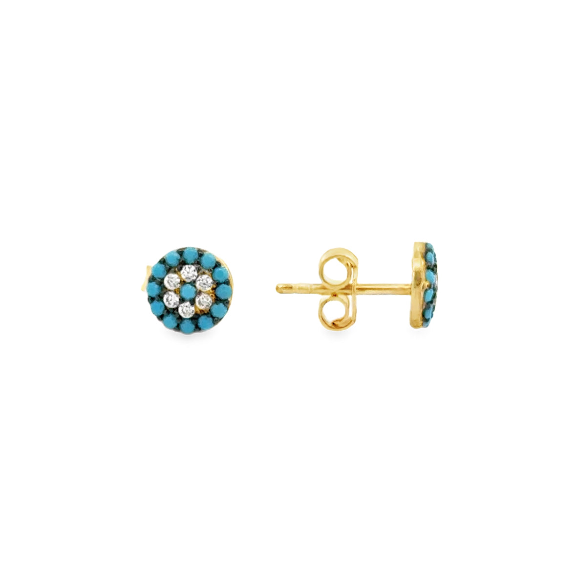 10 Karat Yellow Gold Evil Eye Stud Earrings