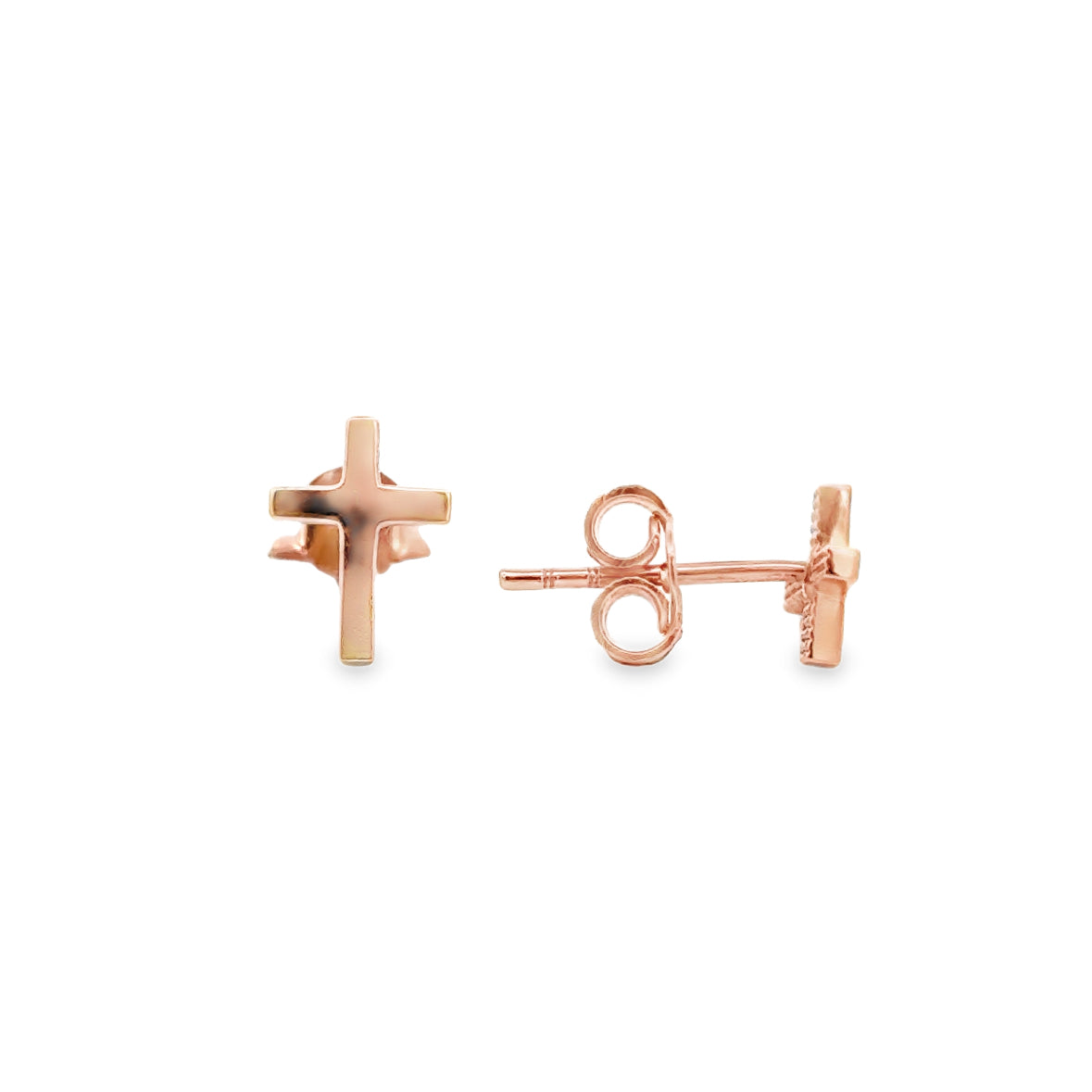 10 Karat Rose Gold Cross Earrings