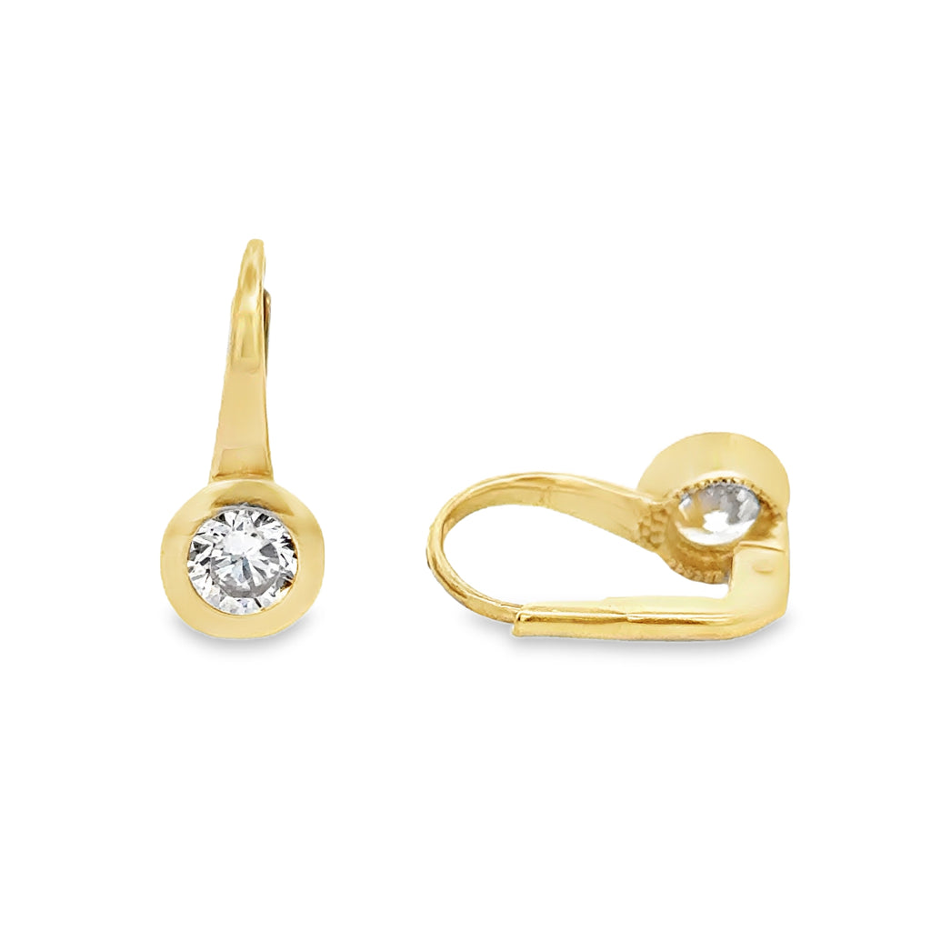 10 Karat Gold Cubic Zirconia Leverback Earrings