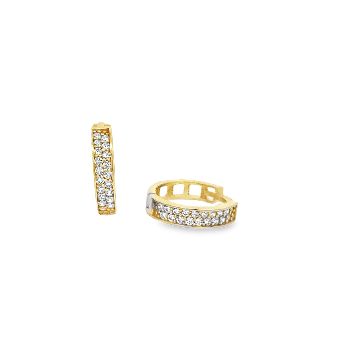 10 Karat Yellow Gold Cubic Hoop Earrings