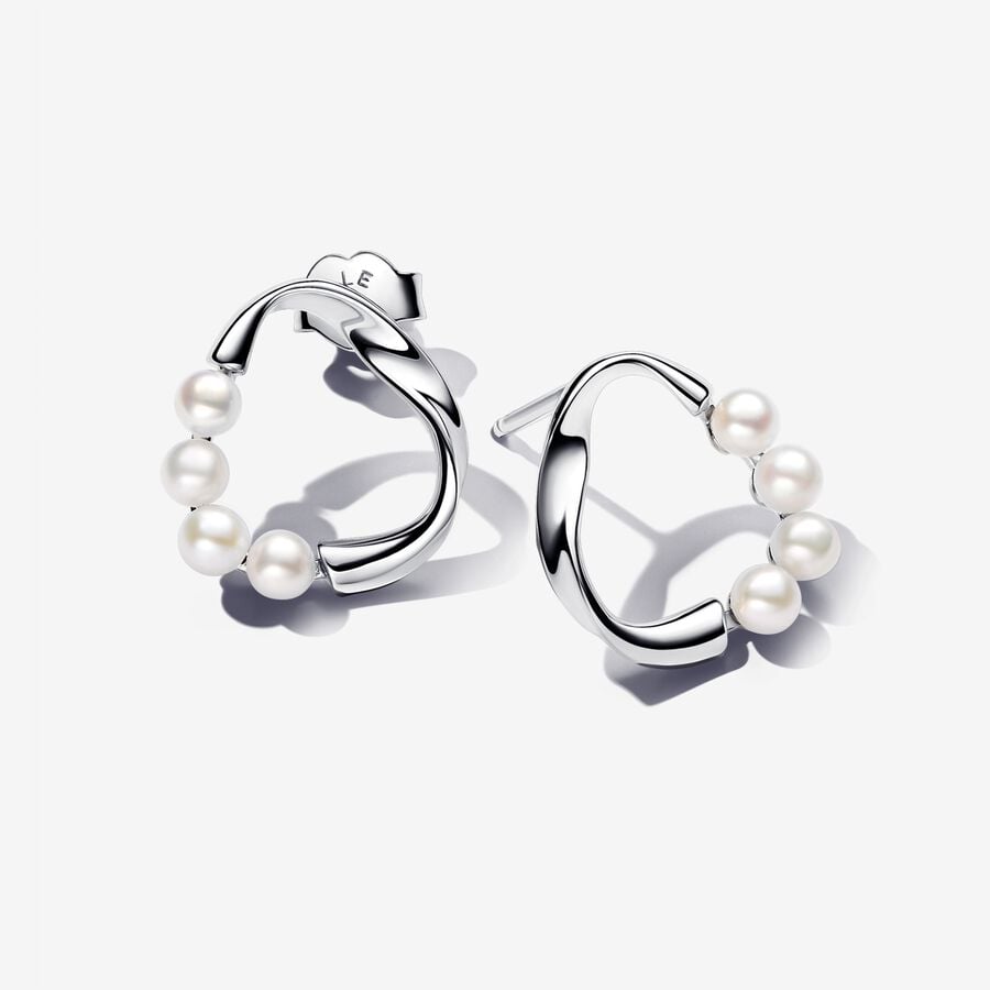 Pandora Organically Shaped Circle & Treated Freshwater Cultured Pearls Stud Earrings - 293276C01