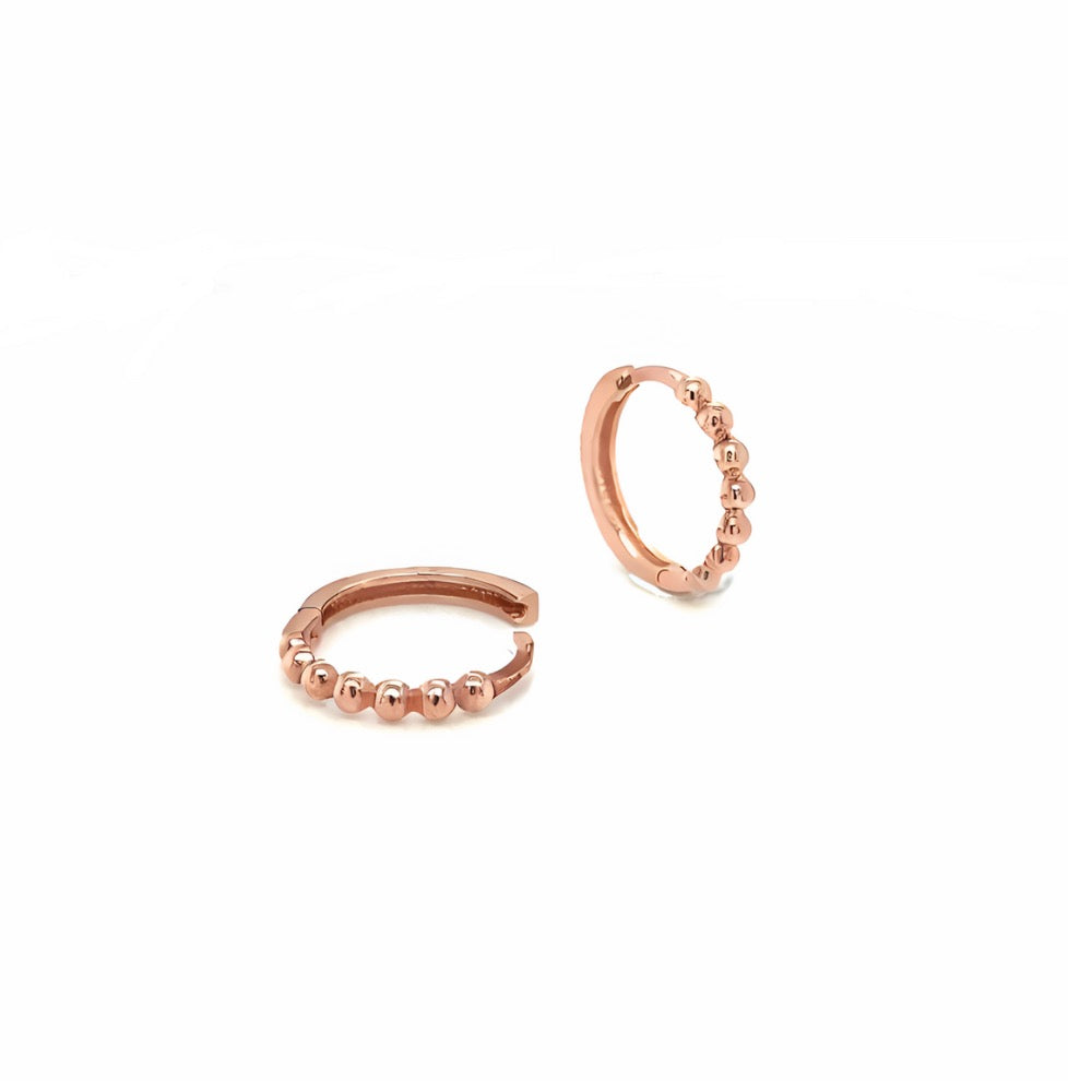 10 Karat Rose Gold Small Bead Hoop Earrings