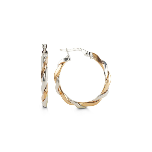 10 Karat Two-Tone Twist Click Back Hoops